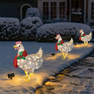 China Holiday Chicken Christmas Light Decoration Chicken Decor Light Up Outdoor Led Christmas Decorations Lights for sale