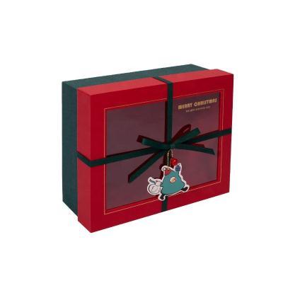 China Recyclable Christmas Boxes Packaging Red Gift Box With Ribbon Window Gift Box Gift For Makeup Cosmetics Perfume for sale