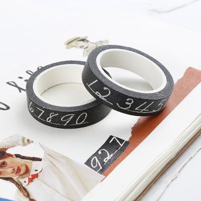 China Black Waterproof Washi Tape with Number 0-9 for Planner Journal and Diary Book for sale