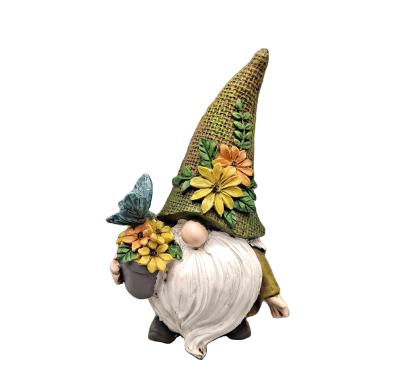 China Europe Spring Decorative Green Resin Reception Table Top Faceless Gnome, 5.4 Inches for sale