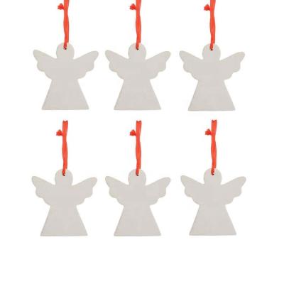 China 4 Inch Ceramic Christmas Tree Sublimation Decoration Ornaments Bisque Ceramic Angel for sale