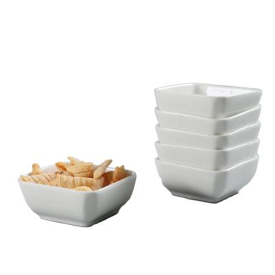 China Sustainable 3 Inch White Square Porcelain Dipping Bowl For Kitchen Restaurant for sale