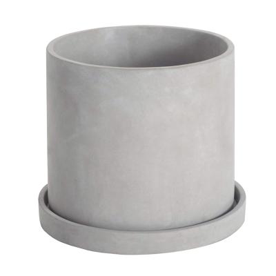 China Modern Indoor Plants Cement Plant Pot With Saucer Concrete Cement Planters Flower Pot 24x24x21.7cm for sale