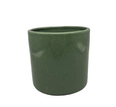 China CLASSIC Indoor Glazed Ceramic Flower Pot Green Indoor Planter 5 Inch for sale