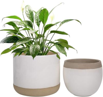 China CLASSIC Unique Design Indoor Flower Pot 2 Set Glazed Ceramic Flower Plant Pots for sale