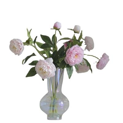 China Eco-friendly High Quality Peony Imitation Flower Pink White Living Room Decoration Artificial Flower for sale