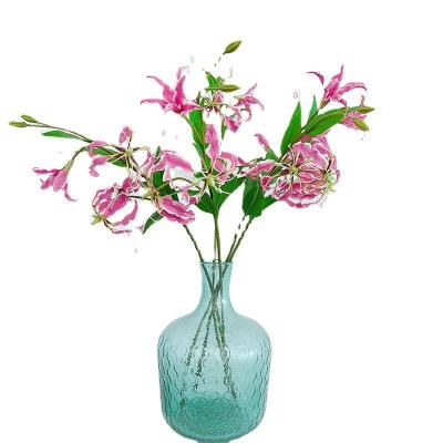 China Eco-friendly Simulation Flower Feel Flame Lily Home Desktop Decoration Florist Flower Arrangement Photography Props Window Display for sale