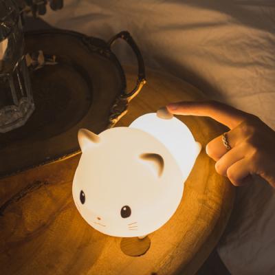 China Portable Animal Rechargeable Bedside Lamp Small Room Toy Cat Colorful Night Light for sale