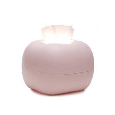 China ABS+PC China Factory Supply Small Luxury LED Night Light Tissue Box Plastic Tissue Box for sale