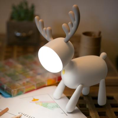 China Decorative Creative Room Reindeer Bedroom Desk Touch Switch ABS USB Port LED Lamp Night Light for sale