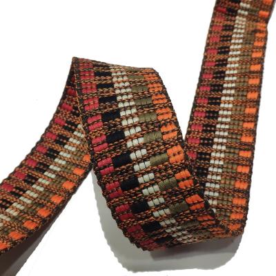 China Other Autumn Color Matching Pattern Polyester Jacquard Webbing 50 MM/38 Mm Guitar V-Belt for sale