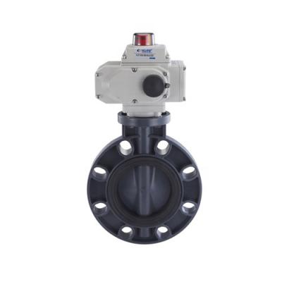 China General China Source Manufacturer Direct Sale FLANGED PVC Butterfly Valve Electric Type For Pharmacy Fields for sale