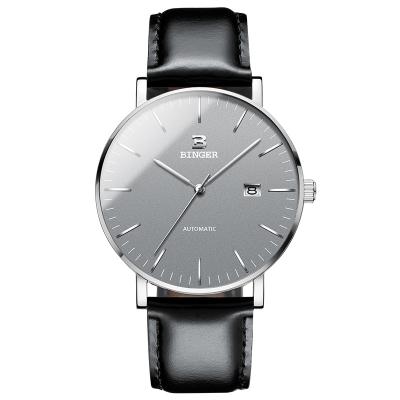 China Mechanical men's automatic watches date watch male ultra thin genuine leather strap best selling automatic minimalism for sale