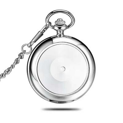 China Valentine's Day Modern Fashion DIY Picture Mechanic Hot Selling Silver Pocket Watch With Chain for sale