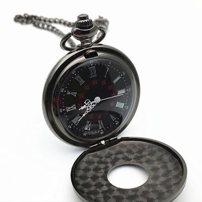 China 2020 modern hot sale presents alloy case quartz movt black pocket watch necklace for sale