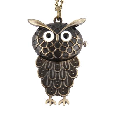 China PQ9070 Cartoon Owl Design Vintage Kids Quartz Modern High Quality Pocket Watches With Necklace Chain for sale