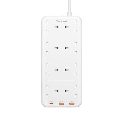 China Travel Standard 8 Way UK 8 Way 8 Way PD 20W Extension Lead Plug Plug Socket Power Strip for sale