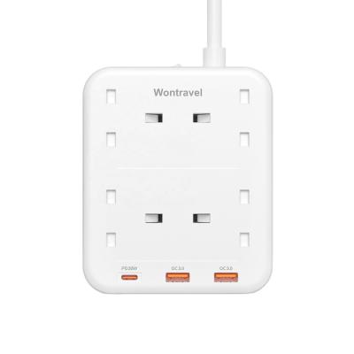 China Travel UK Type 4 Way Outlets Power Strip Extender Lead With Wall Mounted USB C Plug Extension for sale