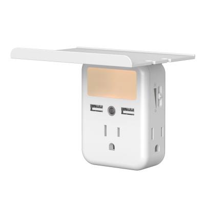 China Commercial Popular Items US Plug Night Light AC Outlet Supplement Holder 2 USB Socket Holder Wall Outlet for sale