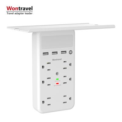 China ETL Commercial FCC USA Plug Surge Protector Outlet Night Light Extension Socket 6 AC Outlet Holder for sale