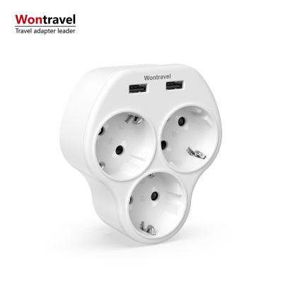 China Commercial Universal Germany Plug Travel Charger Extension Quick Power Outlet USB Wall Socket for sale