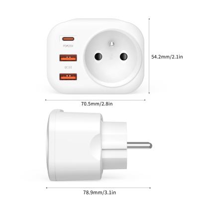 China Travel Type E Power Socket Outlet with 20W PD Wall Outlet Supplement 3 USB Wall Socket for sale