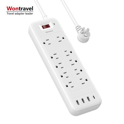 China Popular Travel USA Power Strip With USB 10 Sockets USA Surge Protector Power Socket for sale