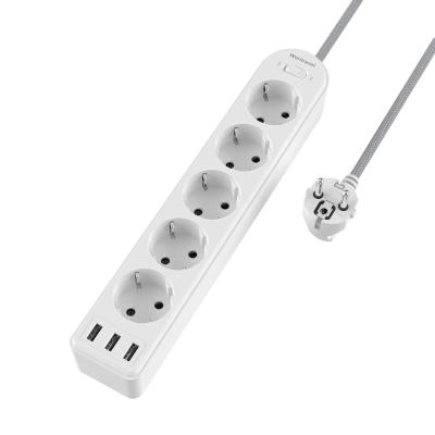 China Travel CE Listed Hot Sale In EU 5 Way Power Strip High Power Extender Power Strip With USB for sale