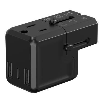 China Travel Super Mini Global Travel Adapter All in One Universal Wall USB C Charger Pocket Travel Adapter for sale