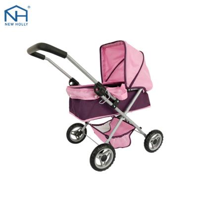 China Wholesale Adjustable Metal Tube PP 150D Polyester Handle Baby - Luxurious Doll Stroller Metal Doll Pram Walker for sale