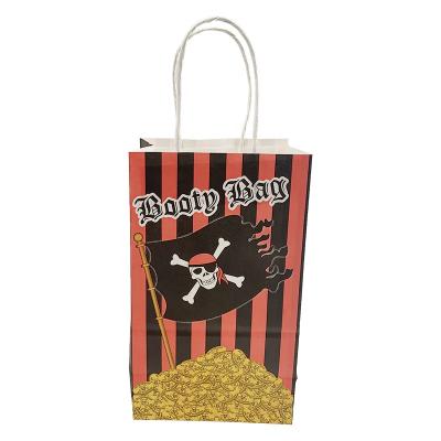 China Recyclable in Stock Packaging Custom Logo Printing Paper Bag Hand Kraft Toted Handbags for Halloween Gift for sale