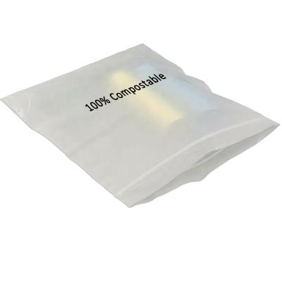 China 100% PBAT+PLA Tearproof Compostable Packaging Ziplock Bag Cornstarch Biodegradable Bags With Zipper for sale