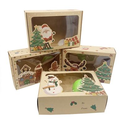 China Recyclable Christmas Gift Boxes , Gift Wrapping Craft Paper Box With Window And Gingerbread Man Design for sale