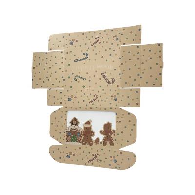 China Recyclable High Quality Recycled Merry Christmas Your Own Logo Custom Printed Cheap Kraft Paper Box With Window For Candy for sale