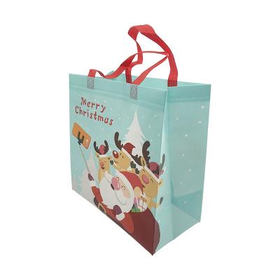 China 30*30*15cm Xmas Christmas Shopping Bag Foldable Promotional Nonwoven Tote Bags for sale