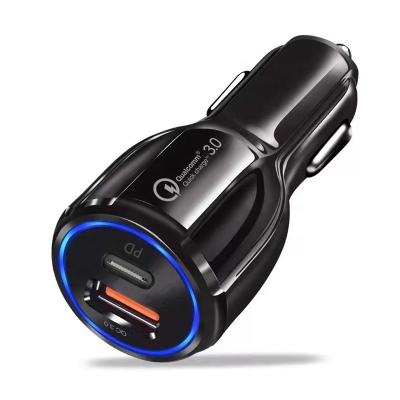 China USB + Type C PD Fast charging Car Charger Battery Fast Charging Car adapter PD 20W QC 3.0 Dual Port Phone Fast Charge Car adaptor for sale