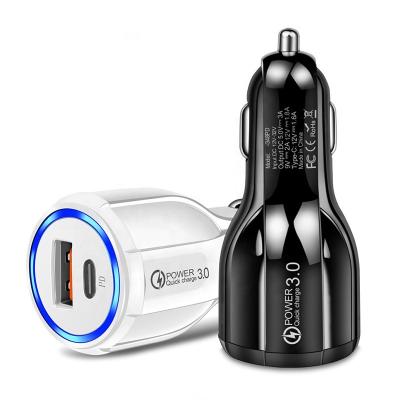 China USB + Type C PD Fast charging Mobile electronic 36W Quick Charge QC 3.0 PD 3.0 type-c PD USB C Mini Dual Usb Fast charging Car Charger for sale