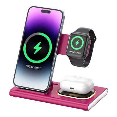 China All In One Wireless Fast charging Best Seller Most Sold Product foldable universal Fast Qi Phone 3 in 1 Wireless Phone Charger for iPhone for sale