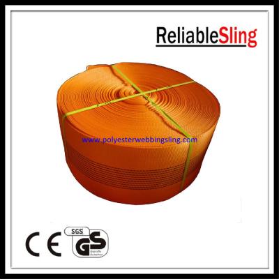 China 10 Ton Orange Polyester Webbing for lifting , polyester sling webbing for sale