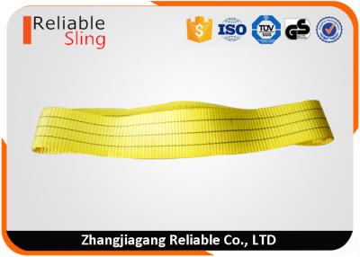 China Double Ply Yellow Polyester Web Slings Lifting Strap 3 Ton Low Elongation Lightweight for sale