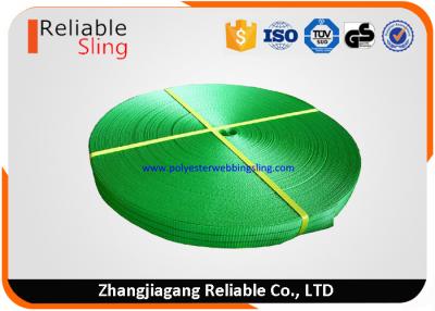 China 2 Ton 50mm Green Polyester Industrial Webbing / Lifting Webbing Low Elongation for sale