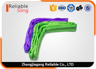 China 1 Ton - 100 Ton Polyester Round Webbing Sling Synthetic Crane Rigging Lifting Belt for sale