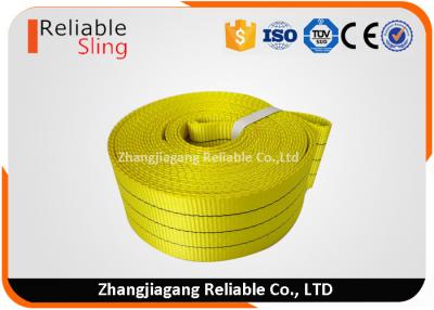 China WLL 3 Ton Yellow Flat Woven Webbing Tape , 75mm Anti - Wear Lifting Webbing for sale