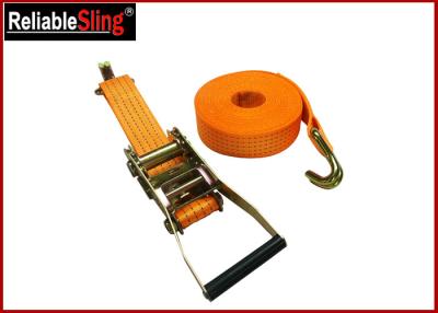 China Yellow Ratchet Tie Down Strap 3000lbs Rated Capacity with Flat Snap Hooks for sale