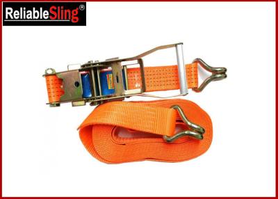 China 5 Ton 10m Double j hook lashing tie down straps for trucks , Lashing ratcheting strap for sale