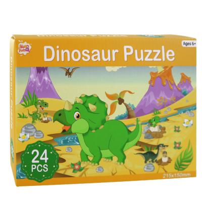 China Toy Cartoon Dinosaur Puzzle Kits Educational Children's Educational Toy Paper Puzzle For Children 24 Pieces Brain Teaser For Kids for sale