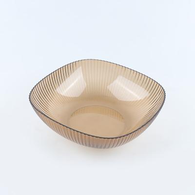 China Sustainable 2023 new design fruit shape bowl plastic stripe plastic salad bowl for sale for sale