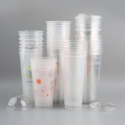 China 100% 8 9 10 12 16 20 Biodegradable 24 32 Ounce Customs Printed Disposable Cups Water Ice Coffee Wine Beer Plastic Milkshake Glasses for sale