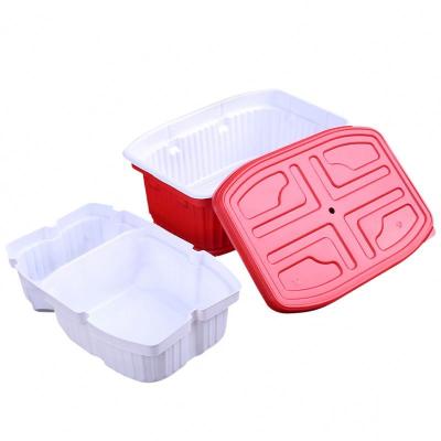 China Black 1000Ml Disposable Thermoform Self Heating Leak Proof Rectangular Plastic Meal Container Disposable Take Out Bento Box for sale