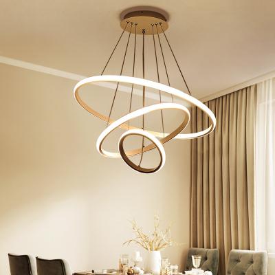 China Modern Simple Interior Gold 40cm Loop Ring Aluminum Modern Chandeliers for sale